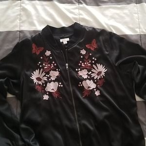 NWT black floral bomber jacket